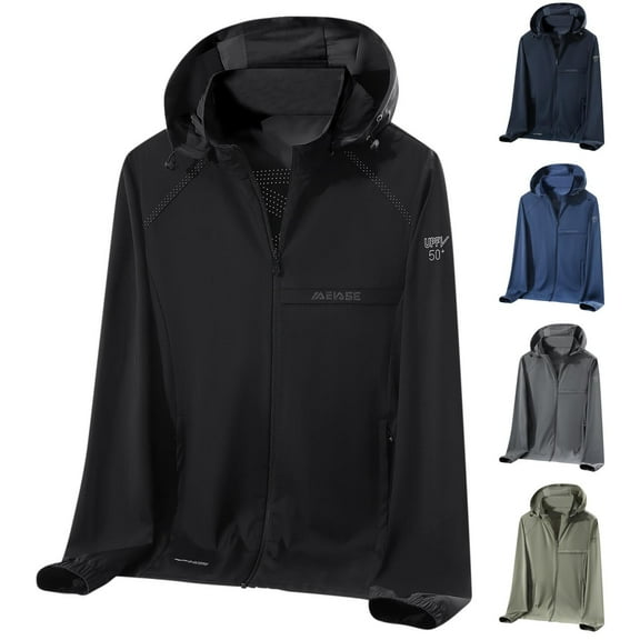 cllios Big and Tall Sun Protection Jackets for Men Lightweight Long Sleeve Zip Up Hoodies Plus Size Breathable Sun Hooded Jacket Shirt with Pockets