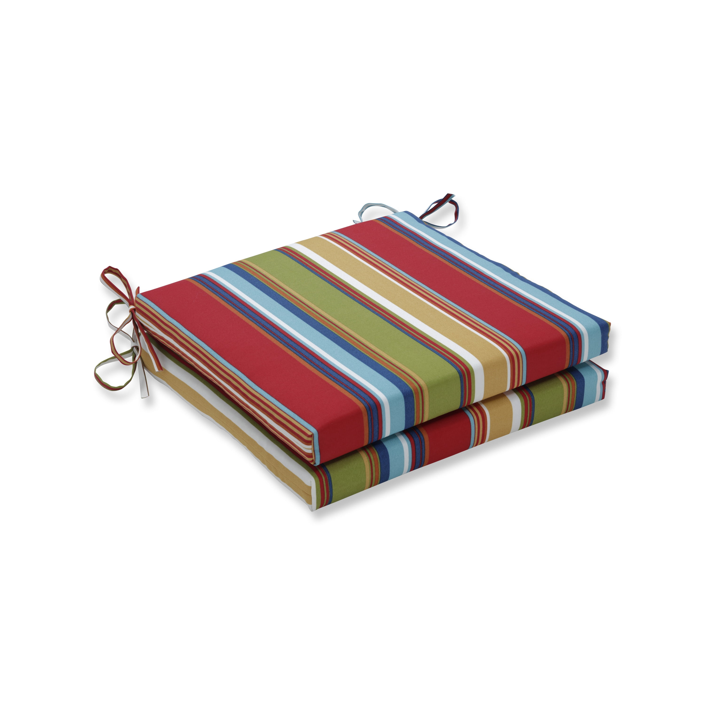 Pillow Perfect Cuscini Da Esterno Per Sedia In Ferro Battuto - Set Da 2, 48x48 Cm, Motivo A Strisce Multicolori - 4