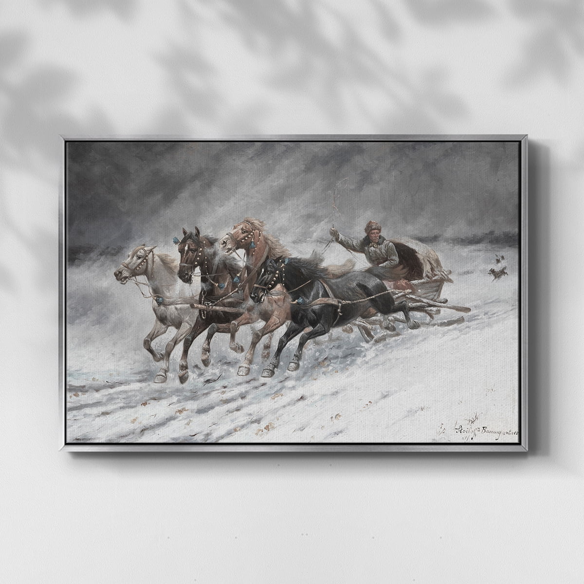Vintage Animal Print-XXVI By Wexford Home Framed in Silver Wood Gallery Wrapped Canvas 17 in. x 25 in.