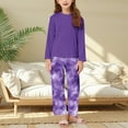 thumbnail image 6 of Miluxas Girls Sweatsuit Kids Fashion Long Sleeve Sweatshirt and Wide Leg Pants Tracksuit Sets 2 Piece Outfits Purple 13-14 Years, 6 of 7