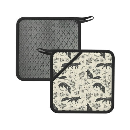 

Sikiie Vintage Moon Fox Pot Holders Kitchen Insulation Mats Heat Resistant Pot-Holder Oven Anti-Scald Pads for Cooking Baking 7.1*7.1inch