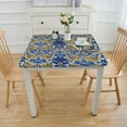 thumbnail image 3 of Creowell  Fabric Tablecloth, Allure Yellow and Blue Floral Bordered Print, Indoor Outdoor Stain and Water Resistant Table Cloth, Provence French Country, 3 of 7