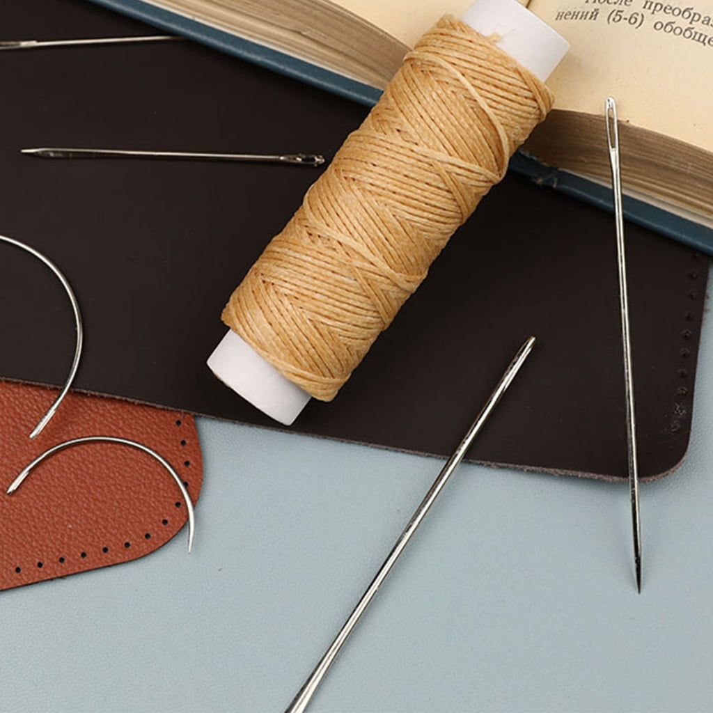 YIEMEEN 10 Set Upholstery Needle Curved Needle Sewing Needle Set with Waxed Thread Sewing Tool for Canvas