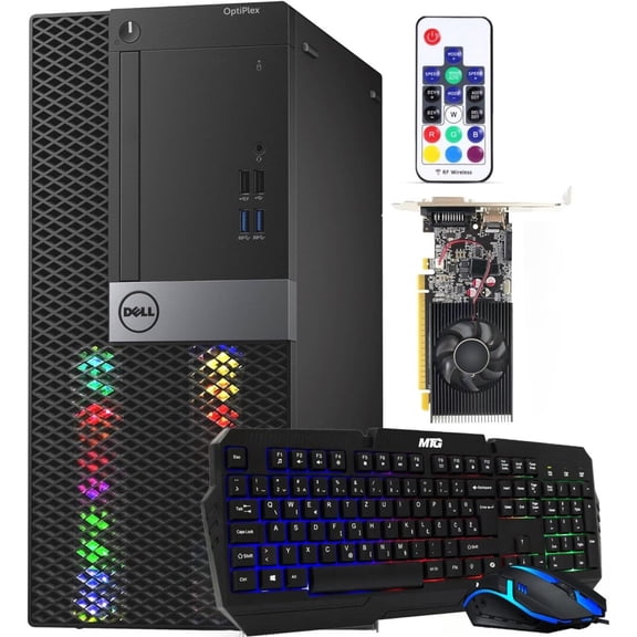 Restored Dell RGB Gaming Desktop PC, Core i7-6700, GeForce GTX 1050TI 4G, 16G RAM, 512G SSD, WiFi, Windows 11 Pro