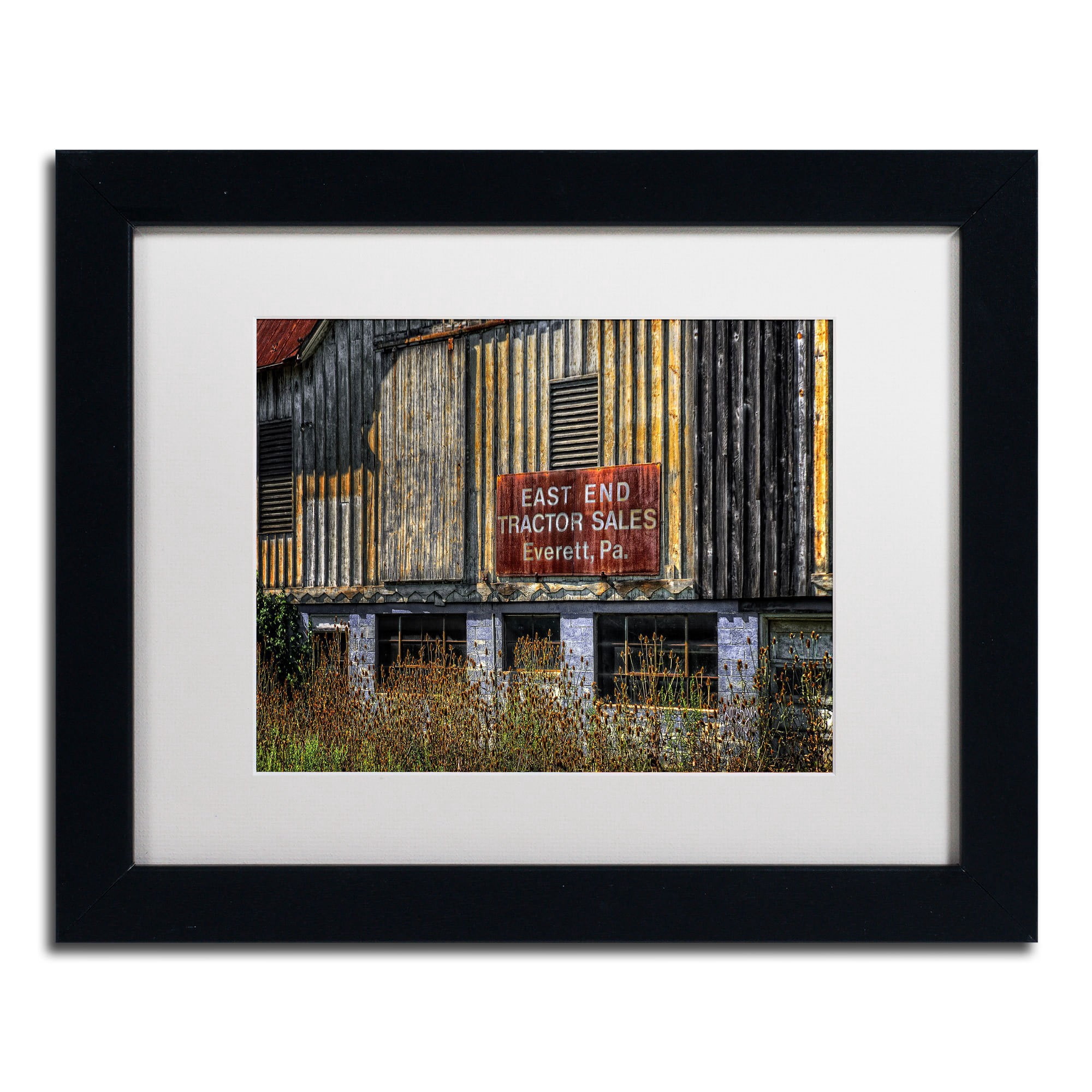 Trademark Fine Art "East End Tractor Sales" Canvas Art by Lois Bryan, White Mat, Wood Frame