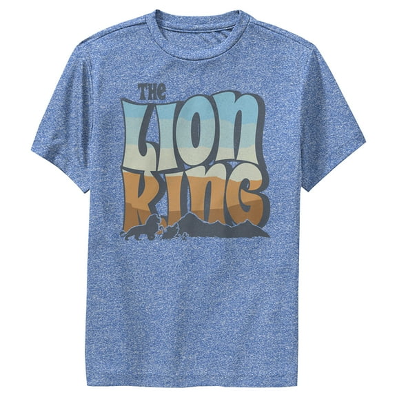 Boy's Lion King Groovy Silhouette Logo Performance Graphic Tee Royal Blue Heather Small