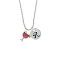 thumbnail image 2 of Delight Jewelry Silvertone Hot Pink Tropical Drink Silvertone Script Initial Disc - R - Charm Necklace, 20"+3", 2 of 4