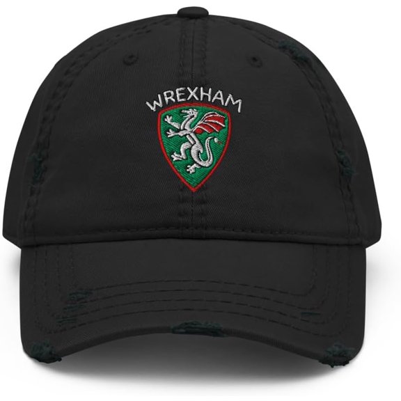 Wrexham Afc Minimalist Dragon Design Embroidered Distressed Dad Hat Soccer Football Cap Unisex