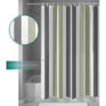 thumbnail image 3 of Waterproof Shower Curtain, Sage Green Grey Striped Polyester Fabric Bathroom Curtains with 12 Hooks, 48" W x 72" H, Gray Modern Abstract Art Quick-Drying Bathtub Curtain, 3 of 6