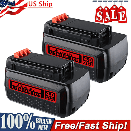 2Pcs 40Volt 4.0Ah Li-on LBXR36 Replace Battery for Blaick   Decker 40V Battery LBX2040 LBXR36 LBXR2036 LST540 LCS1240 Compatible with 36V/40V MAX Cordless Power Tools and Charger（non-original）
