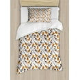 thumbnail image 1 of Guitar Twin Size Duvet Cover Set, Realistic Illustration Classic and Electric Instruments Entertainment, Decorative 2 Piece Bedding Set with 1 Pillow Sham, Pale Orange Brown White, by Ambesonne, 1 of 3