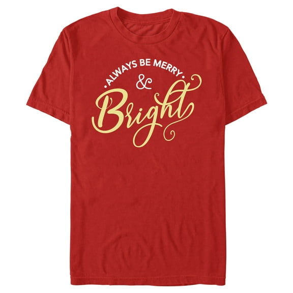 Men's Lost Gods Always Be Merry & Bright  Graphic Tee Red Large