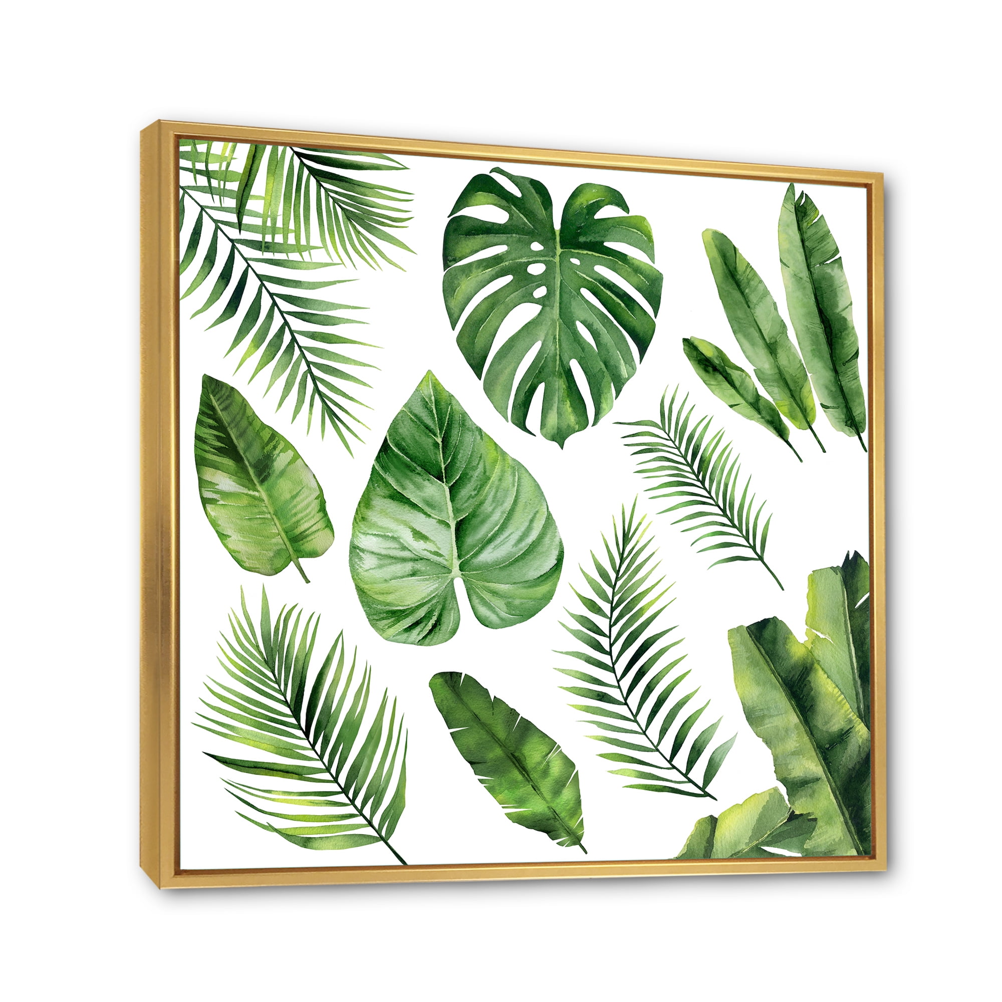 Designart 'Close Up Of Tropical Leaf Of Monstera V' Farmhouse Framed Canvas Wall Art Print