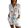 thumbnail image 2 of Button Down Shirts Women, 2025 Trendy Long Sleeve Boho V Neck Vintage Floral Graphic Spring, White S-XXL, 2 of 5