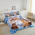 thumbnail image 2 of Cute Cat Comforter Cartoon Pet Cats Bedding Set Cute Kitten Print Comforter Set Cat Lover's Animal Themed Design Quilt Set Bedroom Collection 3Pcs Full Size, 2 of 5