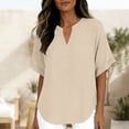 thumbnail image 6 of Kezqiaxn Short Sleeve Tops for Women Summer V-Neck Business Work Blouses Loose Casual Shirts Fashion Clothing, 6 of 9