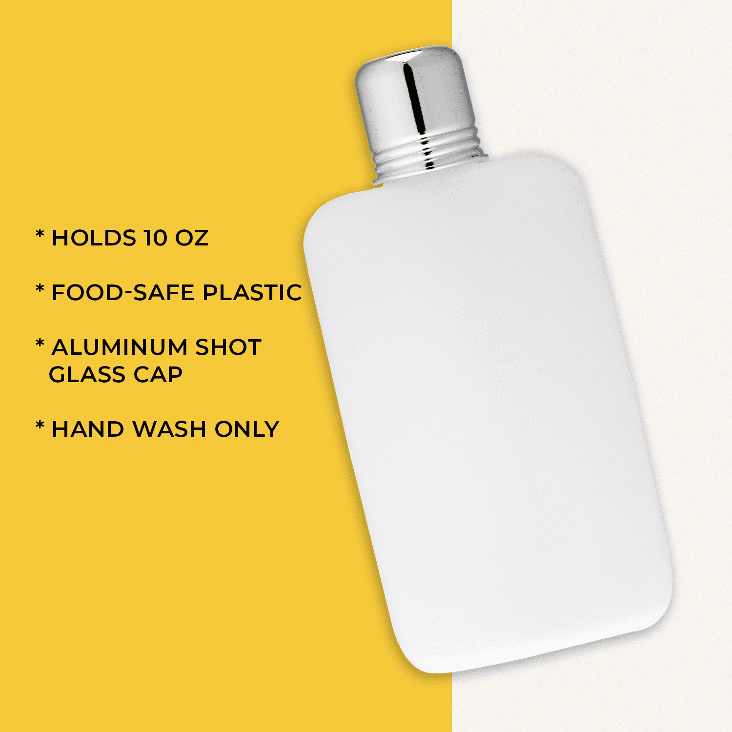 Savoy 10oz Plastic Flask - Aluminum Shot Glass Cap
