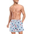 thumbnail image 3 of FORMRS Mens Swim Trunks Mesh Liner Quick Dry Casual Beach Board Shorts with Pockets, Sizes S-2XL, Blue Cartoon Paw Pattern, 3 of 9