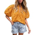 thumbnail image 1 of Remera PRETTYGARDEN de Verano con Manga Corta, Escote en V y Encaje, Talle S, 1 of 7