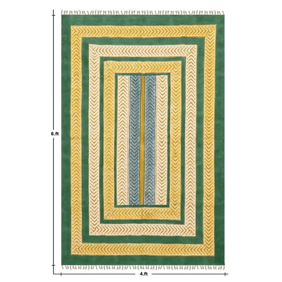 Casavani Handmade Green Cotton Dhurrie Custom Kitchen Carpets Home Decor Kilim 2x3 feet
