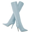 thumbnail image 4 of YDN Womens Classic Stiletto Thin Heel Knee High Boots Pointy Closed Pointy Toe Tall Boots Daily Office Dressy Causal Shoes Size 16 Light Sky Blue, 4 of 4