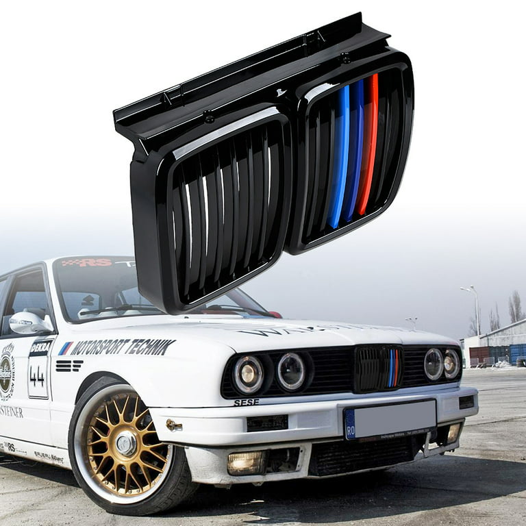 Astra Depot Glossy Black M-Color Front Upper Bumper Grille Grill for  1982-1994 BMW E30 M3 318i 318is 325i 325is 325iX 325 325e 325es