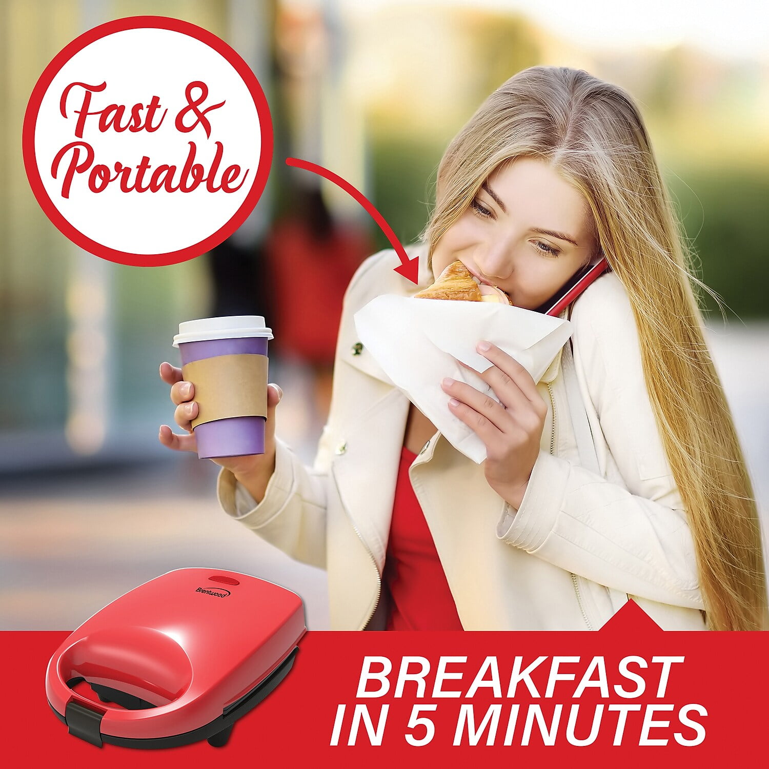 Brentwood Mini Sous Vide Style Egg Bite Maker in Red