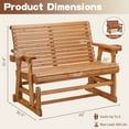 thumbnail image 6 of Zimtown Outdoor Swing Glider Chair,2-Person Patio Wooden Glider Bench with Cup Holder, Teak, 6 of 10