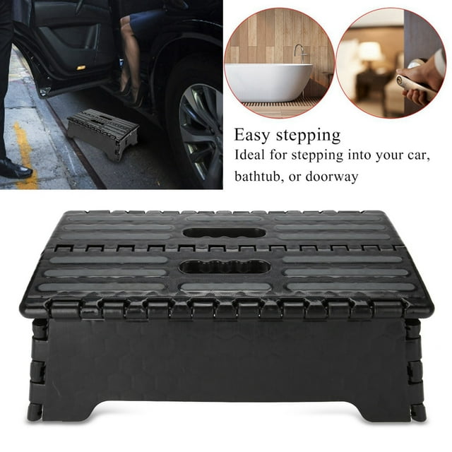 Folding Step Stool, Portable Step Ladder with Non Slip Grips, Large Platform, 300 Lb Loading Capacity, Made of Plastic, for Elderly, Pregnant, Bathroom Travel Use