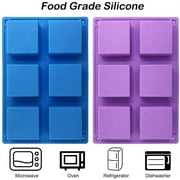 3 Packs 6 Cavities Silicone Cake Baking Mold (Purple, Blue, Pink), DaKuan Baking Mold Cake Pan, Biscuit Chocolate Mold, Ice Cube Tray, Soap Mold
