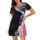 thumbnail image 1 of Fotbe Pink White Ocean Waves Bata de Dormir para Mujer con Estampado, Camisón de Algodón de Manga Corta, Ropa de Dormir Casual, 1 of 6