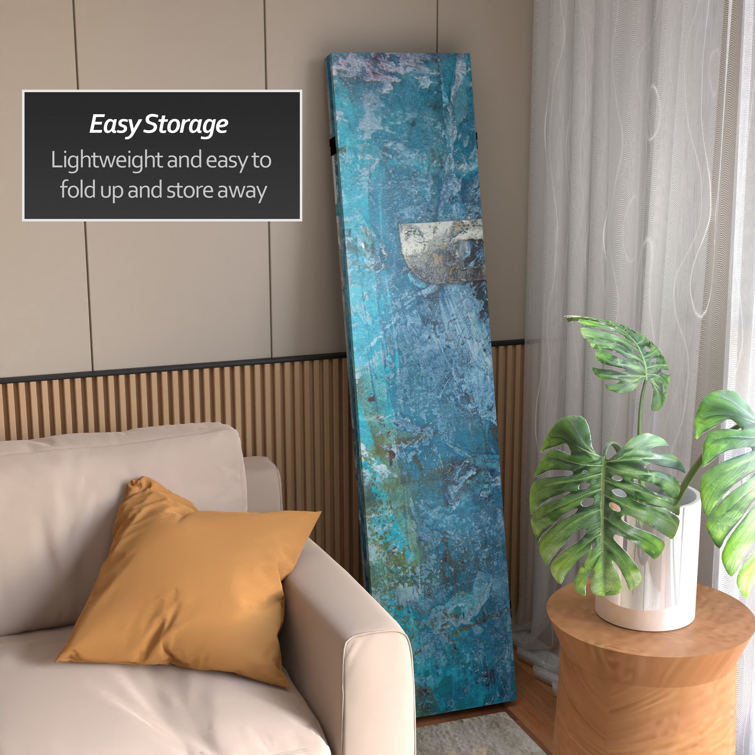 Oriental Furniture 6 ft. Tall Blue Dream Canvas Room Divider - 3 Panel