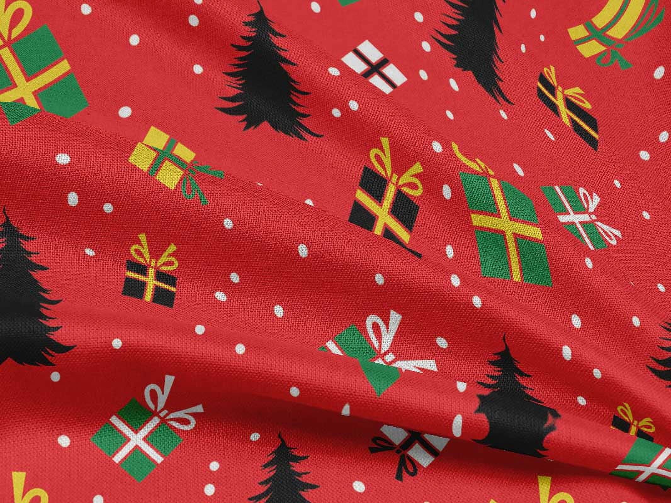 oneOone Rayon Red Fabric Merry Christmas Sewing Fabric By The Yard Printed Diy Clothing Sewing Supplies 56 Inch Wide-4ZF