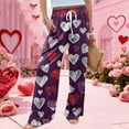 thumbnail image 6 of Women's Fashion Pocket Valentine's Day Print Stretch Adjustable Drawstring Wide Leg Pants, Elastic Waist Holiday Pants, Casual Lounge Wear for Women,Purple,S, 6 of 7