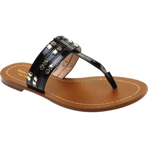 Women's Kate Spade Carol Thong Sandal Black Patent Leather 10 M -  