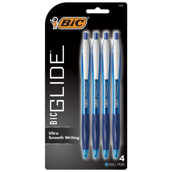 BIC Glide Retractable Ballpoint Pen 1.0 mm Point Blue (Pack of 4)