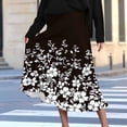 thumbnail image 2 of JGGSPWM Women's Floral Printed A-Line Midi Skirt, Elegant Elastic High Waisted Zipper Fashion Summer Lounge Skirts Black L, 2 of 7