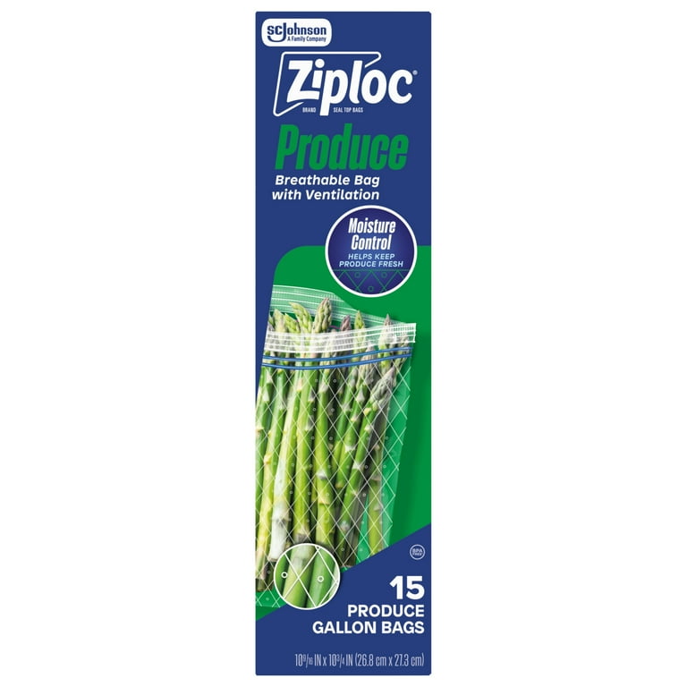 Ziploc Gallon Produce Storage Bags Moisture Control Breathable Bag