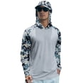 thumbnail image 2 of Camo Print Sun Hoodie for Men with Mask UPF 50+ Fishing Blouses Long Sleeve UV Rash Guard Cooling Lightweight Hoodies Light Gray XL, 2 of 5
