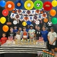 thumbnail image 5 of Sports Themed Birthday Party Decorations for Boys, Sports Baseball Football Soccer Basketball Happy Birthday Banner Cake Topper Paper Fans Balloons, All Star Party Supplies, 5 of 6