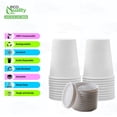 thumbnail image 2 of [150 Pack] 4oz White Disposable Paper Coffee Espresso Cups with White Lids - White Paper Disposable Coffee Hot Tea Cups Espresso - Bio Degradable Eco Friendly Hot Beverage, To Go, Wholesale, 2 of 8