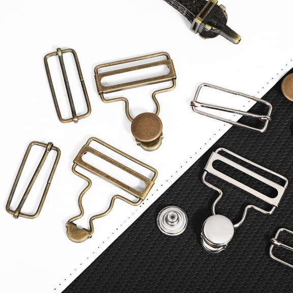 FOMIYES 8 Sets Adjustable Suspender Buckles for Trousers, Jeans Waistband Replacement Overall Buckle Clips