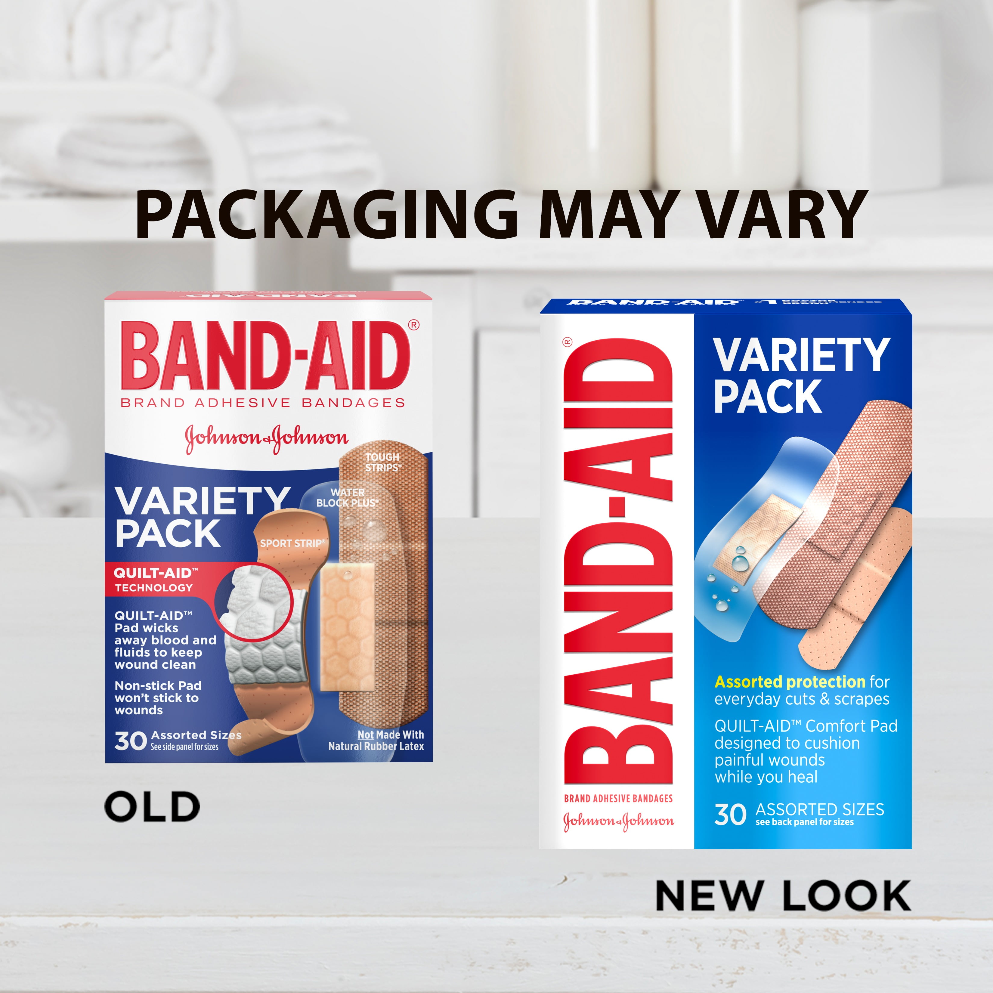 Band-Aid Brand Adhesive Bandage Family Variety Pack, Assorted Sizes, 30