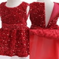 thumbnail image 4 of IDOPIP Kids Girls Velvet Sequin Tutu Dress Fall Winter Christmas Party Gown Dresses, 4 of 7