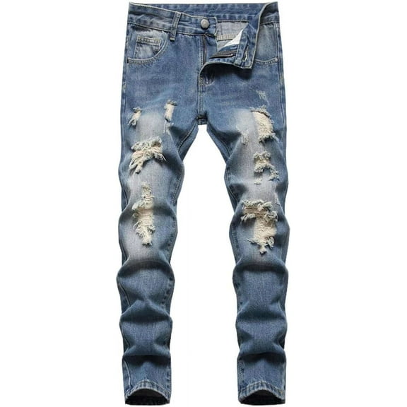 ZANKLEY Boy's Skinny Fit Ripped Slim Jeans (5)