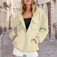 thumbnail image 4 of YWMJI Women Zip Up Hoodies Fleece Sweatshirts Oversized Soft Cozy Warm Long Sleeve Layering Jacket with Pockets Drop Shoulder Casual Coats Casual Track Jackets Fashion Workout Outfits Beige L, 4 of 4