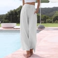 thumbnail image 3 of Pantalon bouffant femme simple printemps été coton lin pantalon décontracté pantalon femme FLhrweasw Nuevo, 3 of 7