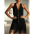 thumbnail image 4 of Women's Western Fringe Mini Dress, Sleeveless V-Neck Button Down, Chic Country Concert Outfit, Retro Cowgirl Fashion Women, 4 of 9
