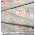 thumbnail image 2 of Soimoi Gray Cotton Jersey Fabric Flower & Leaves Watercolor Print Fabric by the Yard 58 Inch Wide, 2 of 3