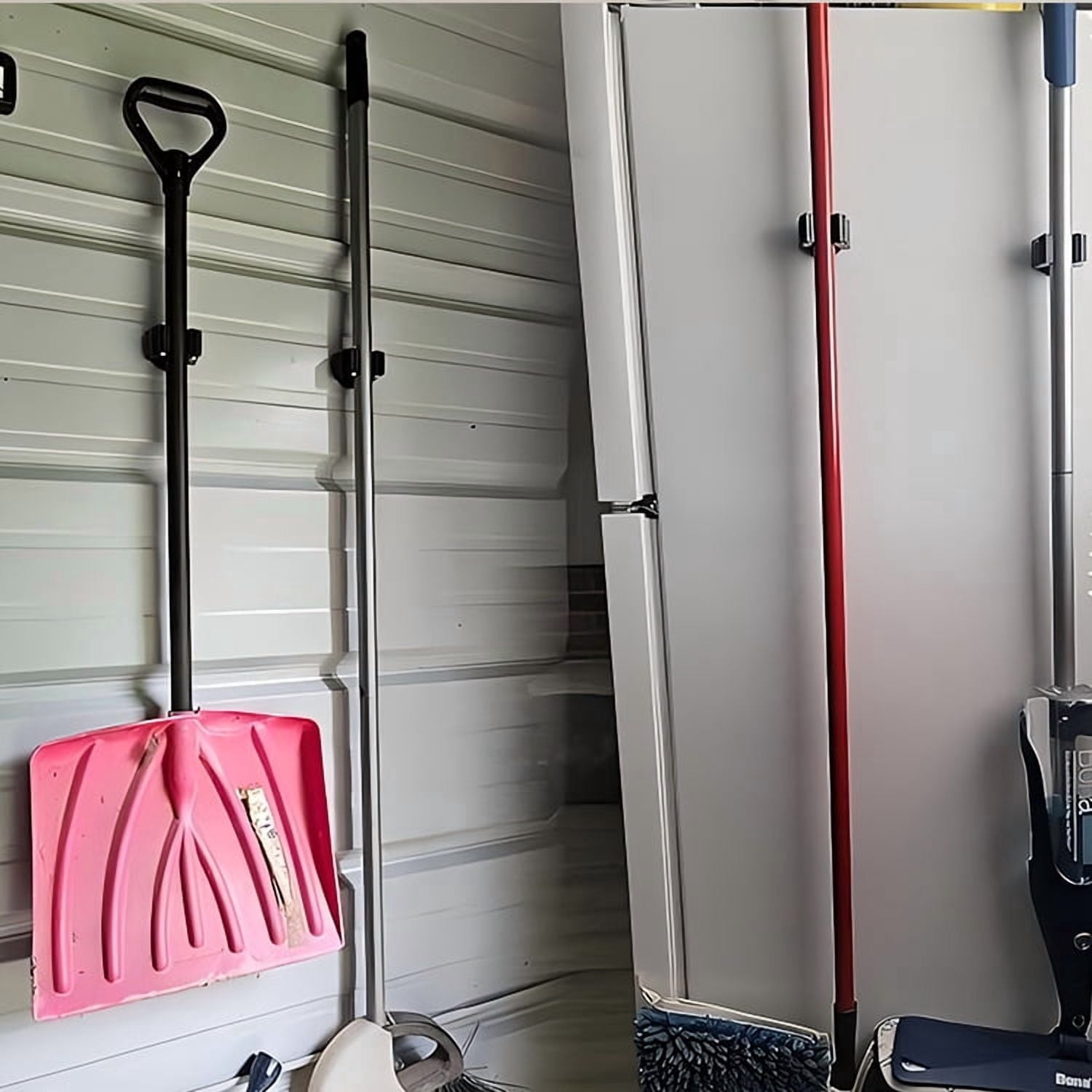 4 Pcs Magnetic Mop Broom Holder Movable Magnetic Broom Holder Rack, Anti Slip Wall Mounted Utility for Cleaning Tools, Garage, Kitchen, Laundry, Garden (Black)